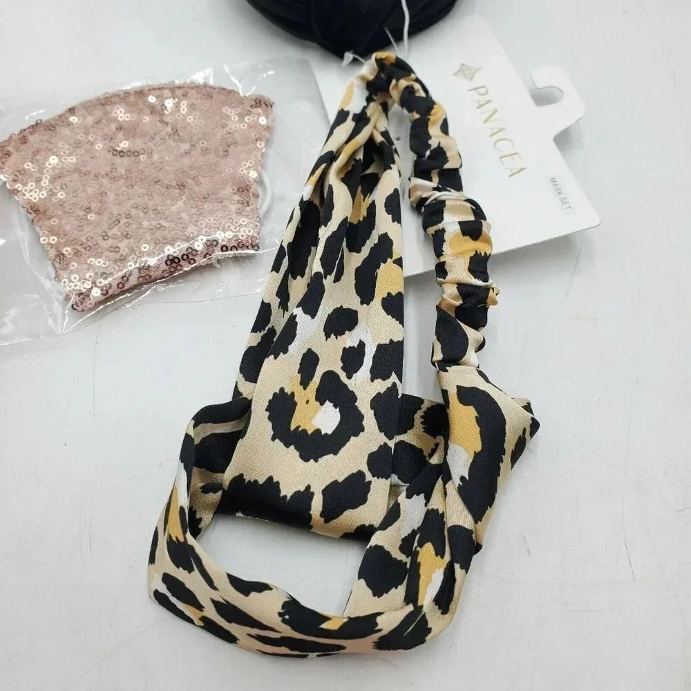 Panacea Metallic Rose‎ Gold Sequined Face Mask Set